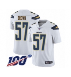 Men's Los Angeles Chargers #57 Jatavis Brown White Vapor Untouchable Limited Player 100th Season Football Jersey