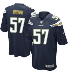 Men's Nike Los Angeles Chargers #57 Jatavis Brown Game Navy Blue Team Color NFL Jersey