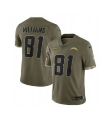 Men's Los Angeles Chargers #81 Mike Williams 2022 Olive Salute To Service Limited Stitched Jersey