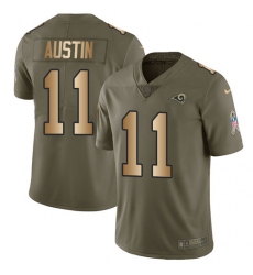 Men's Nike Los Angeles Rams #11 Tavon Austin Limited Olive/Gold 2017 Salute to Service NFL Jersey