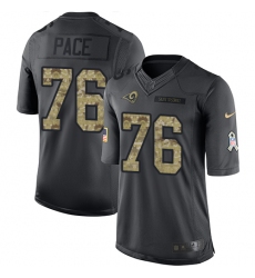 Men's Nike Los Angeles Rams #76 Orlando Pace Limited Black 2016 Salute to Service NFL Jersey