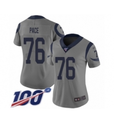 Women's Los Angeles Rams #76 Orlando Pace Limited Gray Inverted Legend 100th Season Football Jersey