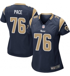 Women's Nike Los Angeles Rams #76 Orlando Pace Game Navy Blue Team Color NFL Jersey