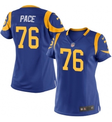 Women's Nike Los Angeles Rams #76 Orlando Pace Game Royal Blue Alternate NFL Jersey