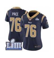 Women's Nike Los Angeles Rams #76 Orlando Pace Navy Blue Team Color Vapor Untouchable Limited Player Super Bowl LIII Bound NFL Jersey
