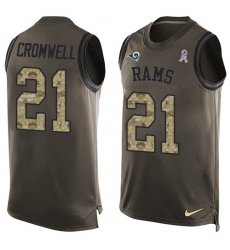 Men's Nike Los Angeles Rams #21 Nolan Cromwell Limited Green Salute to Service Tank Top NFL Jersey