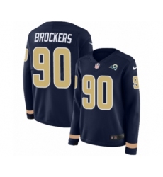 Women's Nike Los Angeles Rams #90 Michael Brockers Limited Navy Blue Therma Long Sleeve NFL Jersey