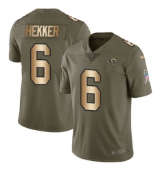 Men's Nike Los Angeles Rams #6 Johnny Hekker Limited Olive/Gold 2017 Salute to Service NFL Jersey
