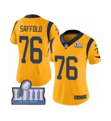 Women's Nike Los Angeles Rams #76 Rodger Saffold Limited Gold Rush Vapor Untouchable Super Bowl LIII Bound NFL Jersey