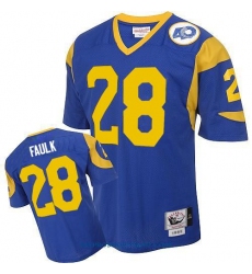 Mitchell and Ness Los Angeles Rams #28 Marshall Faulk Authentic Blue Throwback NFL Jersey