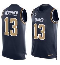 Men's Nike Los Angeles Rams #13 Kurt Warner Limited Navy Blue Player Name & Number Tank Top NFL Jersey