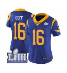 Women's Nike Los Angeles Rams #16 Jared Goff Royal Blue Alternate Vapor Untouchable Limited Player Super Bowl LIII Bound NFL Jersey