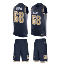 Men's Nike Los Angeles Rams #68 Jamon Brown Limited Navy Blue Tank Top Suit NFL Jersey