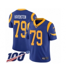 Men's Los Angeles Rams #79 Rob Havenstein Royal Blue Alternate Vapor Untouchable Limited Player 100th Season Football Jersey