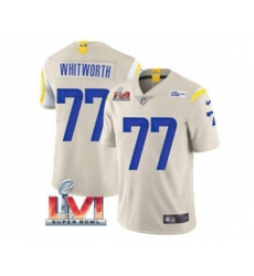 Men's Los Angeles Rams #77 Andrew Whitworth Bone 2022 Super Bowl LVI Vapor Limited Stitched Jersey
