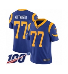 Men's Los Angeles Rams #77 Andrew Whitworth Royal Blue Alternate Vapor Untouchable Limited Player 100th Season Football Jersey