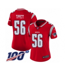 Women's New England Patriots #56 Andre Tippett Limited Red Inverted Legend 100th Season Football Jersey
