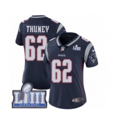 Women's Nike New England Patriots #62 Joe Thuney Navy Blue Team Color Vapor Untouchable Limited Player Super Bowl LIII Bound NFL Jersey