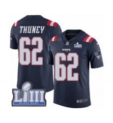 Youth Nike New England Patriots #62 Joe Thuney Limited Navy Blue Rush Vapor Untouchable Super Bowl LIII Bound NFL Jersey