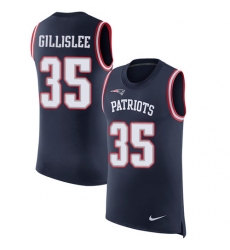Men's Nike New England Patriots #35 Mike Gillislee Limited Navy Blue Rush Player Name & Number Tank Top NFL Jersey