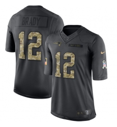 Youth Nike New England Patriots #12 Tom Brady Limited Black 2016 Salute to Service NFL Jersey