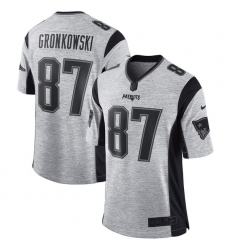 Men's Nike New England Patriots #87 Rob Gronkowski Limited Gray Gridiron II NFL Jersey