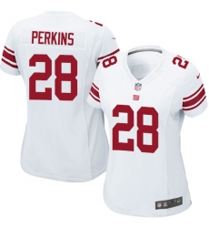 Women's Nike New York Giants #28 Paul Perkins Game White NFL Jersey