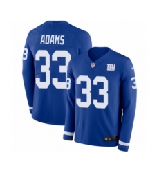 Youth Nike New York Giants #33 Andrew Adams Limited Royal Blue Therma Long Sleeve NFL Jersey