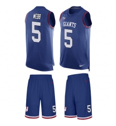 Men's Nike New York Giants #5 Davis Webb Limited Royal Blue Tank Top Suit NFL Jersey