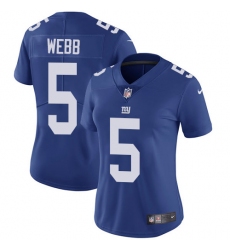 Women's Nike New York Giants #5 Davis Webb Elite Royal Blue Team Color NFL Jersey