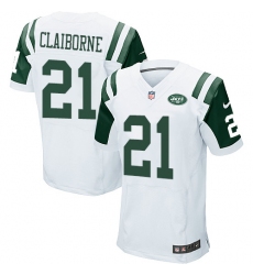 Men's Nike New York Jets #21 Morris Claiborne Elite White NFL Jersey