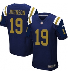 Men's Nike New York Jets #19 Keyshawn Johnson Elite Navy Blue Alternate NFL Jersey