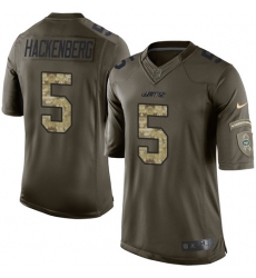 Men's Nike New York Jets #5 Christian Hackenberg Elite Green Salute to Service NFL Jersey