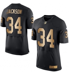 Men's Nike Oakland Raiders #34 Bo Jackson Elite Black/Gold Team Color NFL Jersey