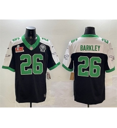 Men's Philadelphia Eagles #26 Saquon Barkley Black 2025 Super Bowl LIX And Jerome Brown F.U.S.E. Alternate Stitched Football Jersey