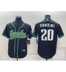 Men's Philadelphia Eagles #20 Brian Dawkins Black Stitched Cool Base Nike Baseball Jersey