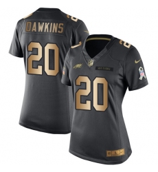 Women's Nike Philadelphia Eagles #20 Brian Dawkins Limited Black/Gold Salute to Service NFL Jersey
