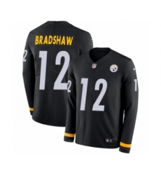 Men's Nike Pittsburgh Steelers #12 Terry Bradshaw Limited Black Therma Long Sleeve NFL Jersey