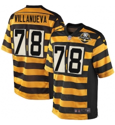 Men's Nike Pittsburgh Steelers #78 Alejandro Villanueva Elite Yellow/Black Alternate 80TH Anniversary Throwback NFL Jersey