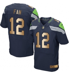 Men's Nike Seattle Seahawks 12th Fan Elite Navy/Gold Team Color NFL Jersey