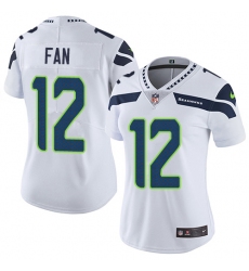 Women's Nike Seattle Seahawks 12th Fan White Vapor Untouchable Limited Player NFL Jersey