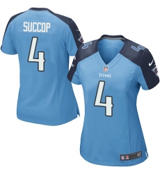 Women's Nike Tennessee Titans #4 Ryan Succop Game Light Blue Team Color NFL Jersey