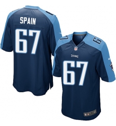 Men's Nike Tennessee Titans #67 Quinton Spain Game Navy Blue Alternate NFL Jersey