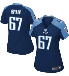 Women's Nike Tennessee Titans #67 Quinton Spain Game Navy Blue Alternate NFL Jersey