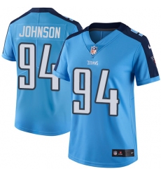 Women's Nike Tennessee Titans #94 Austin Johnson Elite Light Blue Team Color NFL Jersey