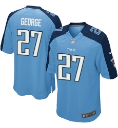 Men's Nike Tennessee Titans #27 Eddie George Game Light Blue Team Color NFL Jersey