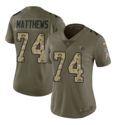 Women's Nike Tennessee Titans #74 Bruce Matthews Limited Olive/Camo 2017 Salute to Service NFL Jersey