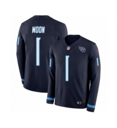Men's Nike Tennessee Titans #1 Warren Moon Limited Navy Blue Therma Long Sleeve NFL Jersey