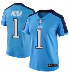Women's Nike Tennessee Titans #1 Warren Moon Elite Light Blue Team Color NFL Jersey