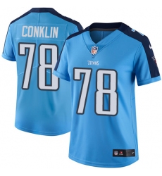 Women's Nike Tennessee Titans #78 Jack Conklin Elite Light Blue Team Color NFL Jersey